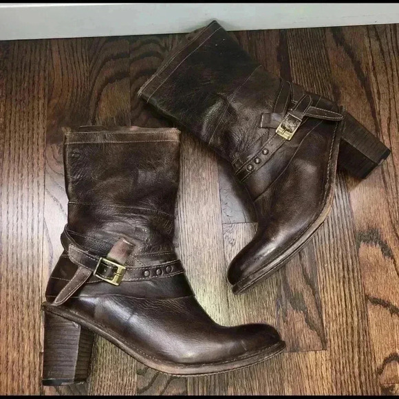 BED STU Benchmade Distressed Brown Leather Boots Cobbler Series Size 10 side zip - Picture 2 of 16